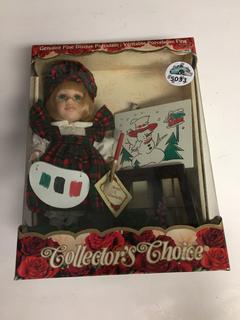Collectors Choice Genuine Fine Bisque Porcelain Holiday Painter Doll.