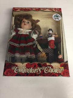 Collectors Choice Genuine Fine Bisque Porcelain Holiday Doll.