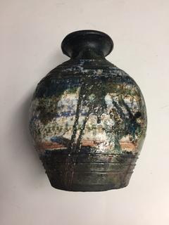 Ceramic Blue Colored Vase.