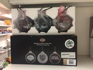 (3) Harley Davidson Ornaments.