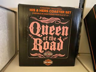 Harley Davidson His & hers Coaster Set.