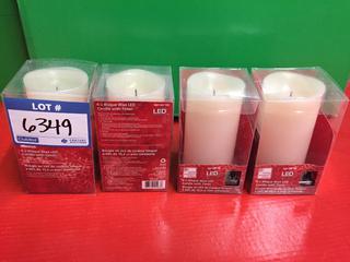 (4) 6" Bisque Wax LED Candles With Timer.