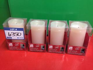 (4) 6" Bisque Wax LED Candles With Timer.