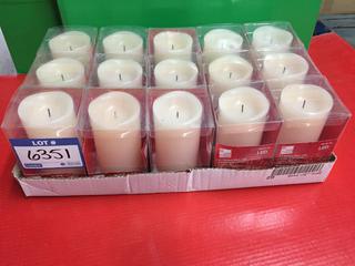 (15) 6" Bisque Wax LED Candles With Timer.