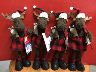 (4) 16-1/2" Christmas Moose Decorations.