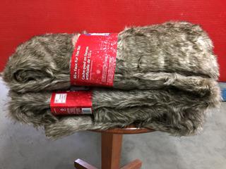 (2) Brown 60" Faux Fur Tree Skirts.
