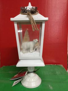 18" White LED Tabletop Lamp Post With Timer.