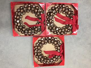 (3) 18" Bronze Jingle Bell Wreaths.