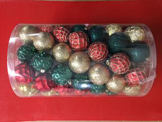 75pc Shatter Resistant Ornaments, Red/Gold/Green.