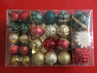 80pc Shatter Resistant Ornaments, Red/Gold/Green/Silver.