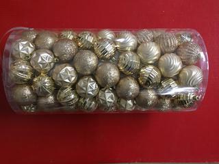 101pc Shatter Resistant Ornaments, Gold.