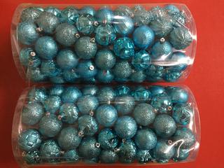 (2) 101pc Shatter Resistant Ornaments, Light Blue.