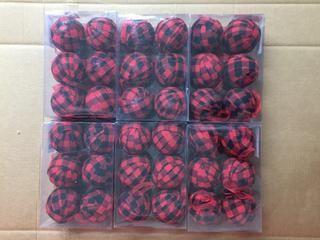 (6) 6pc Shatter Resistant Tartan Ornaments.