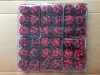 (6) 6pc Shatter Resistant Tartan Ornaments.