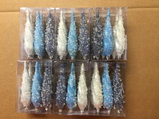(6) 6pc Shatter Resistant Icicle Ornaments.