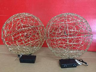 (2) 14" Battery Operated LED Ornaments With Timer.