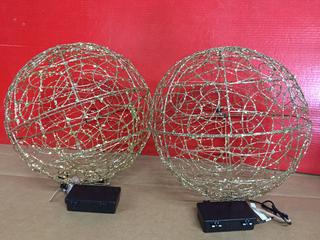 (2) 14" Battery Operated LED Ornaments With Timer.