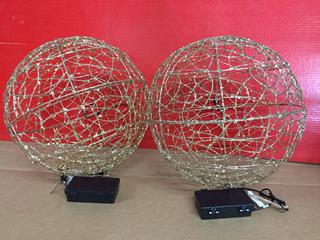(2) 14" Battery Operated LED Ornaments With Timer.