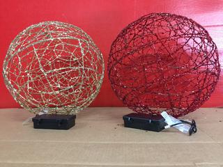 (2) 14" Battery Operated LED Ornaments With Timer.