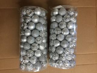 (2) 101pc Shatter Resistant Ornaments, Silver.