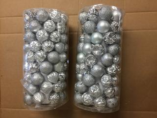 (2) 101pc Shatter Resistant Ornaments, Silver.