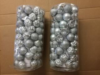 (2) 101pc Shatter Resistant Ornaments, Silver.