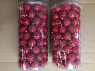 (2) 101pc Shatter Resistant Ornaments, Red.
