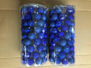 (2) 101pc Shatter Resistant Ornaments, Dark Blue.