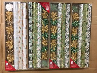 (4) Gift Wrap Kits, Including Paper, Bows & Tags.