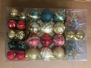 80pc Shatter Resistant Ornaments, Red/Gold/Green/Silver.