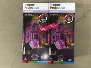 (1) 2pc LED Projection Light, Red/Green/Blue Swirling Ribbon. 