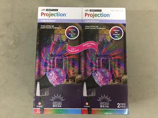 (1) 2pc LED Projection Light, Red/Green/Blue Swirling Ribbon. 