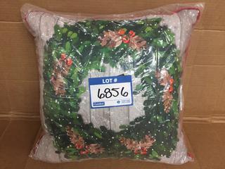 18" Square Boxwood Wreath Pillow.