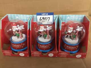 (3) Rudolph Snow Globes.
