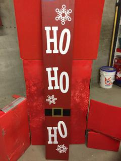 60" Wooden Porch Sign, "Ho Ho Ho".