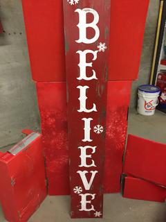 60" Wooden Porch Sign, "Believe".