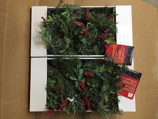 (2) 9' Dusted Hillside Battery Operated LED Pre-Lit Garland With Timer.