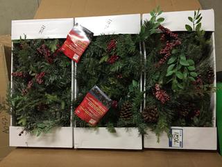 (2) 9' Dusted Hillside Battery Operated LED Pre-Lit Garland With Timer.