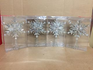 (4) 13" Clear/Silver Tree Toppers.