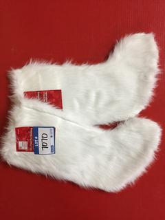 (2) 20" White Faux Fur Stockings.