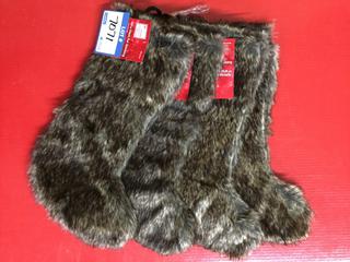 (4) 20" Dark Brown Faux Fur Stockings.