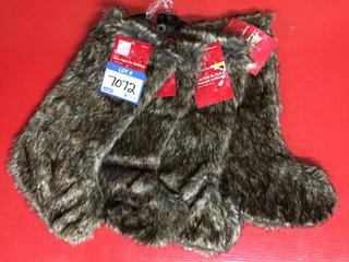 (4) 20" Dark Brown Faux Fur Stockings.