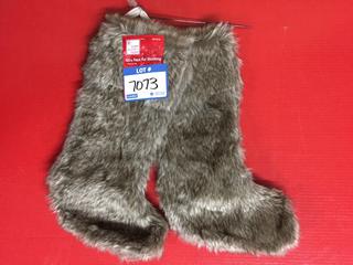 (2) 20" Light Brown Faux Fur Stockings.