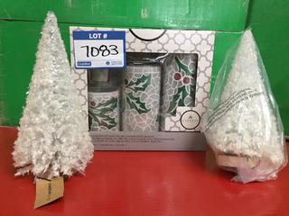 (2) Table Top Tree Decor & 3pc LED Candles With Remote.