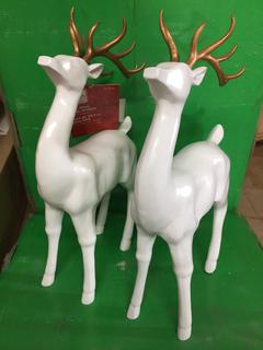 (2) 17" Standing Deer With Antlers.