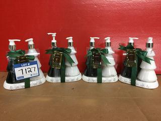 (4) 2pc Peppermint Soap/Lotion Dispensers.