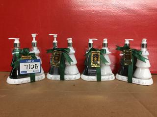 (4) 2pc Peppermint Soap/Lotion Dispensers.