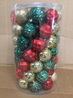 75pc Shatter Resistant Ornaments, Red/Gold/Green.