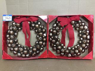 (2) 18" Bronze Jingle Bell Wreaths.