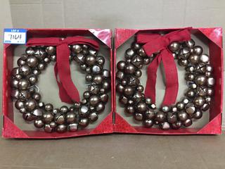 (2) 18" Bronze Jingle Bell Wreaths.